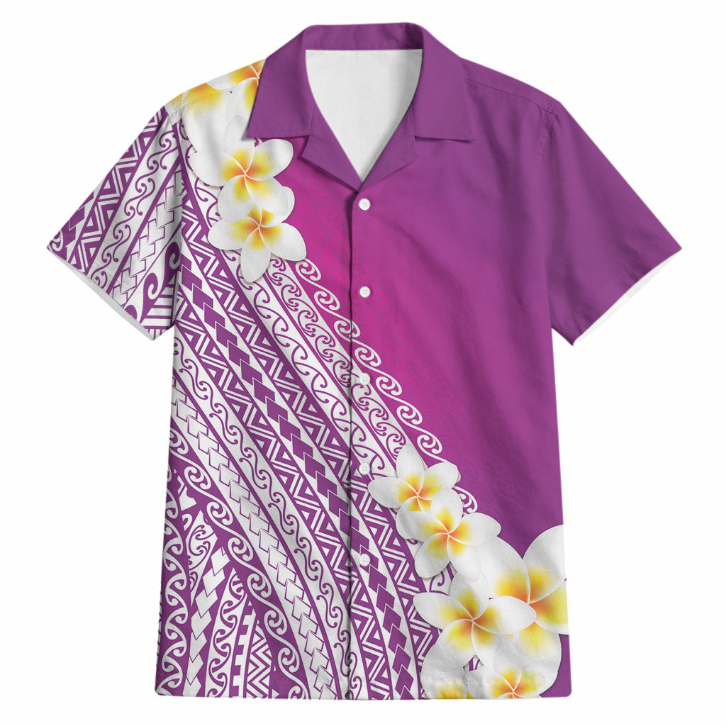 Tahiti Plumeria Tribal Pattern Hawaiian Shirt Wave Style Purple LT05 Purple - Polynesian Pride