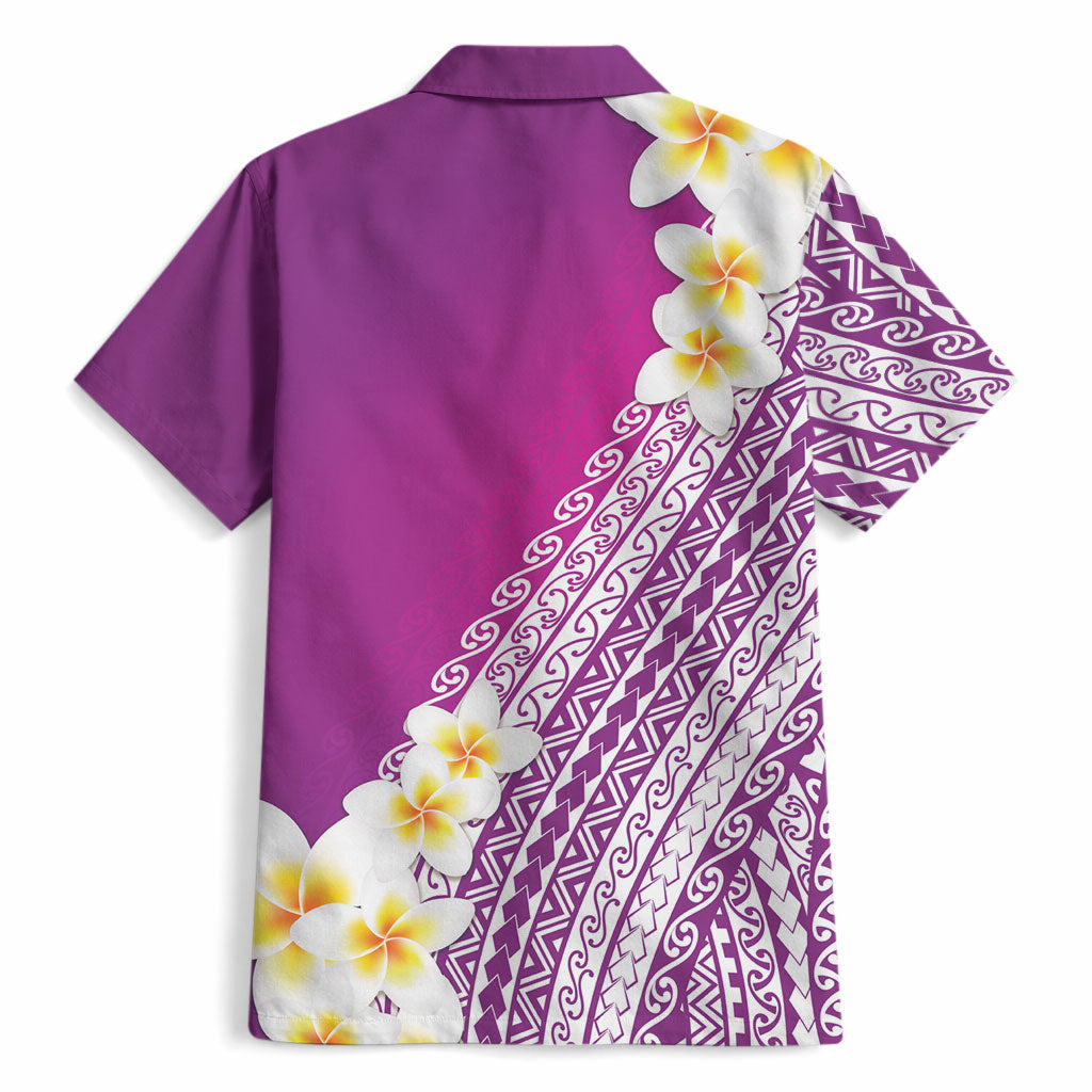 Tahiti Plumeria Tribal Pattern Hawaiian Shirt Wave Style Purple LT05 - Polynesian Pride