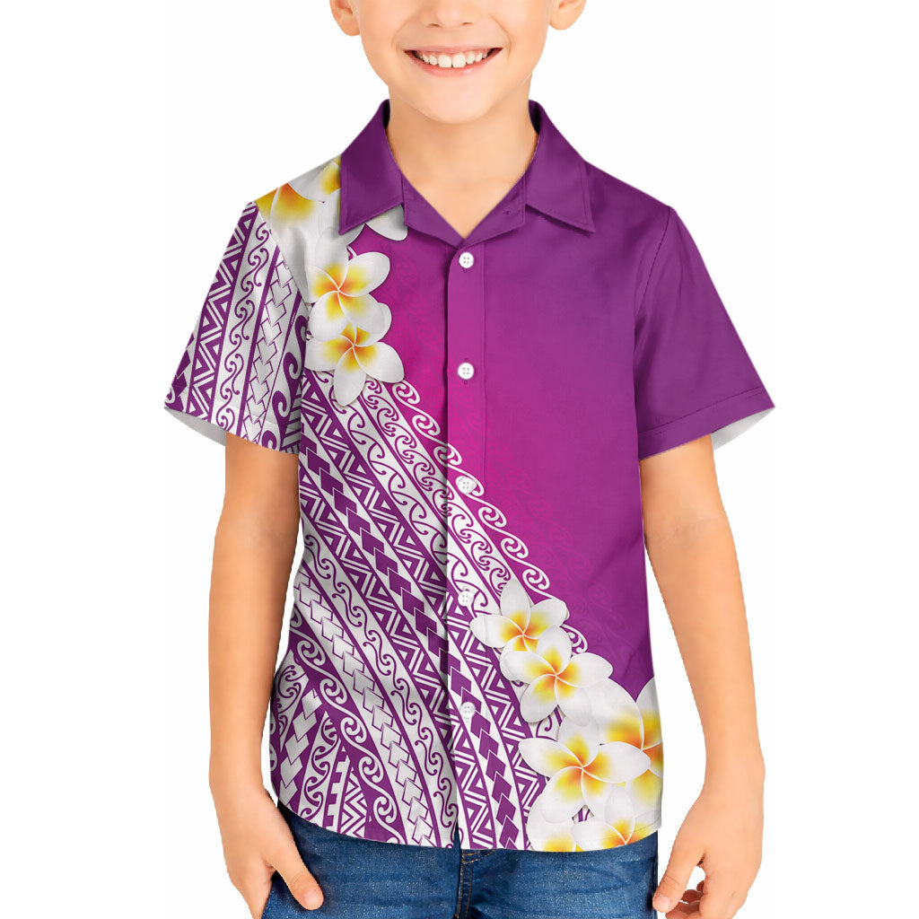Tahiti Plumeria Tribal Pattern Hawaiian Shirt Wave Style Purple LT05 - Polynesian Pride