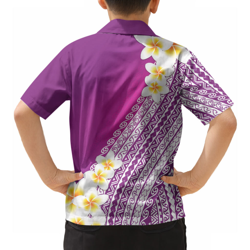 Tahiti Plumeria Tribal Pattern Hawaiian Shirt Wave Style Purple LT05 - Polynesian Pride