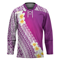 Tahiti Plumeria Tribal Pattern Hockey Jersey Wave Style Purple LT05 Unisex Purple - Polynesian Pride