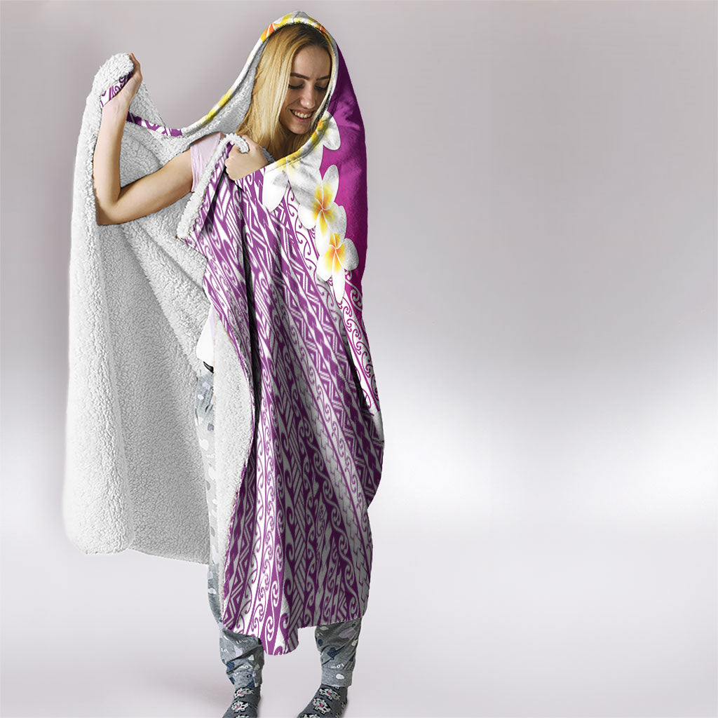 Tahiti Plumeria Tribal Pattern Hooded Blanket Wave Style Purple LT05 - Polynesian Pride