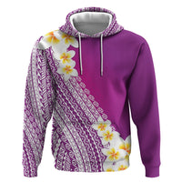 Tahiti Plumeria Tribal Pattern Hoodie Wave Style Purple LT05 Pullover Hoodie Purple - Polynesian Pride