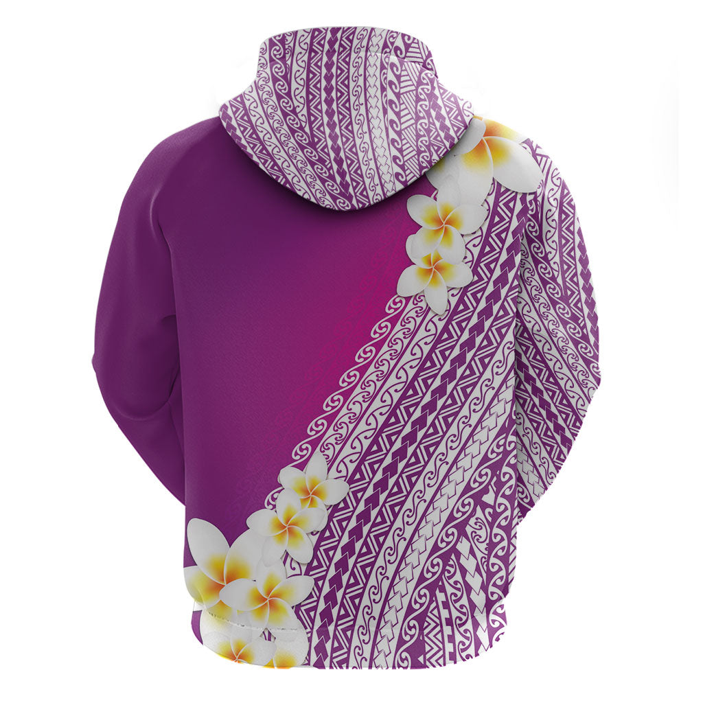 Tahiti Plumeria Tribal Pattern Hoodie Wave Style Purple LT05 - Polynesian Pride