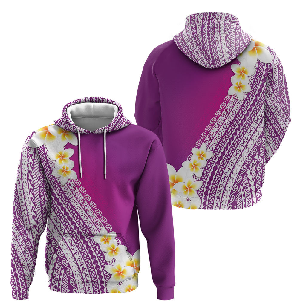 Tahiti Plumeria Tribal Pattern Hoodie Wave Style Purple LT05 - Polynesian Pride