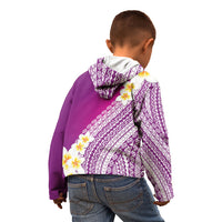 Tahiti Plumeria Tribal Pattern Kid Hoodie Wave Style Purple LT05 - Polynesian Pride