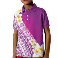 Tahiti Plumeria Tribal Pattern Kid Polo Shirt Wave Style Purple LT05 Kid Purple - Polynesian Pride