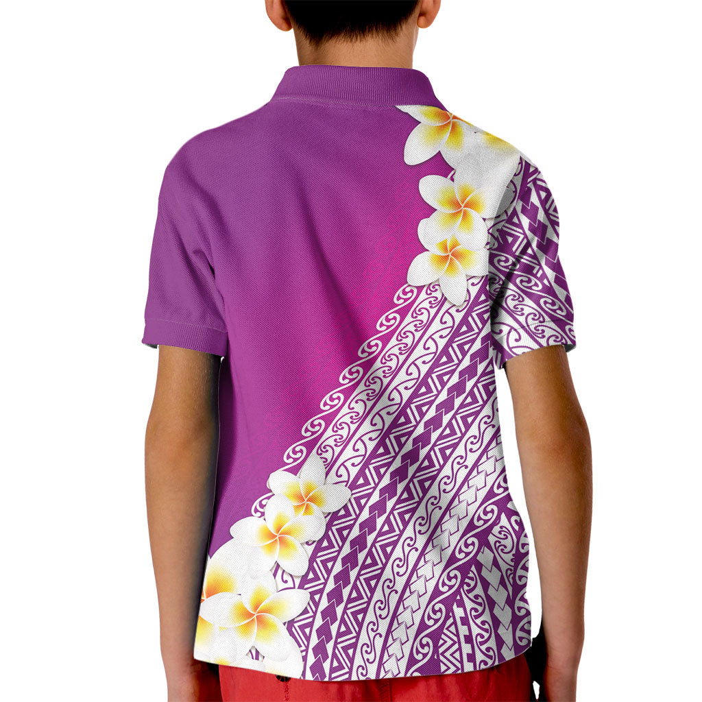 Tahiti Plumeria Tribal Pattern Kid Polo Shirt Wave Style Purple LT05 - Polynesian Pride