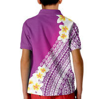 Tahiti Plumeria Tribal Pattern Kid Polo Shirt Wave Style Purple LT05 - Polynesian Pride
