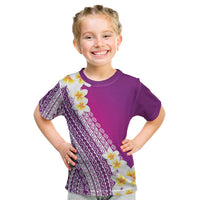 Tahiti Plumeria Tribal Pattern Kid T Shirt Wave Style Purple LT05 Purple - Polynesian Pride