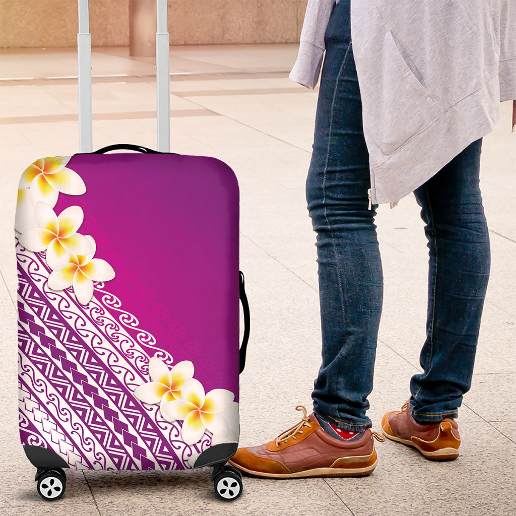 Tahiti Plumeria Tribal Pattern Luggage Cover Wave Style Purple LT05 Purple - Polynesian Pride