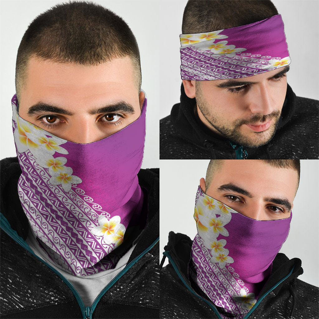 Tahiti Plumeria Tribal Pattern Neck Gaiter Wave Style Purple LT05 - Polynesian Pride