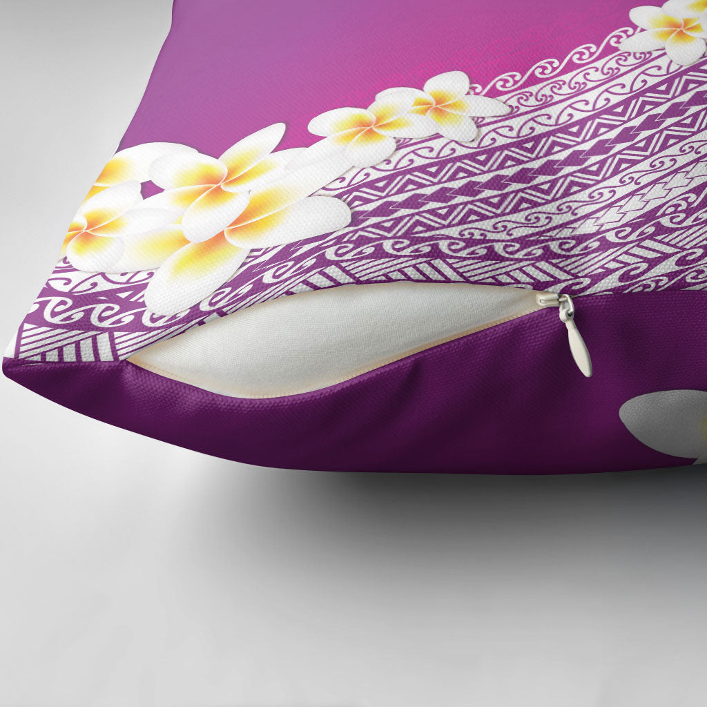 Tahiti Plumeria Tribal Pattern Pillow Cover Wave Style Purple LT05 - Polynesian Pride