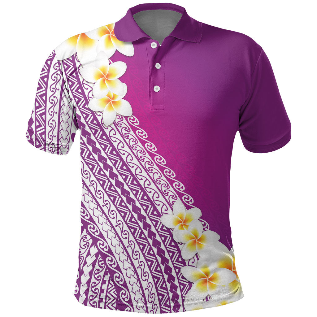 Tahiti Plumeria Tribal Pattern Polo Shirt Wave Style Purple LT05 Purple - Polynesian Pride
