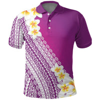 Tahiti Plumeria Tribal Pattern Polo Shirt Wave Style Purple LT05 Purple - Polynesian Pride
