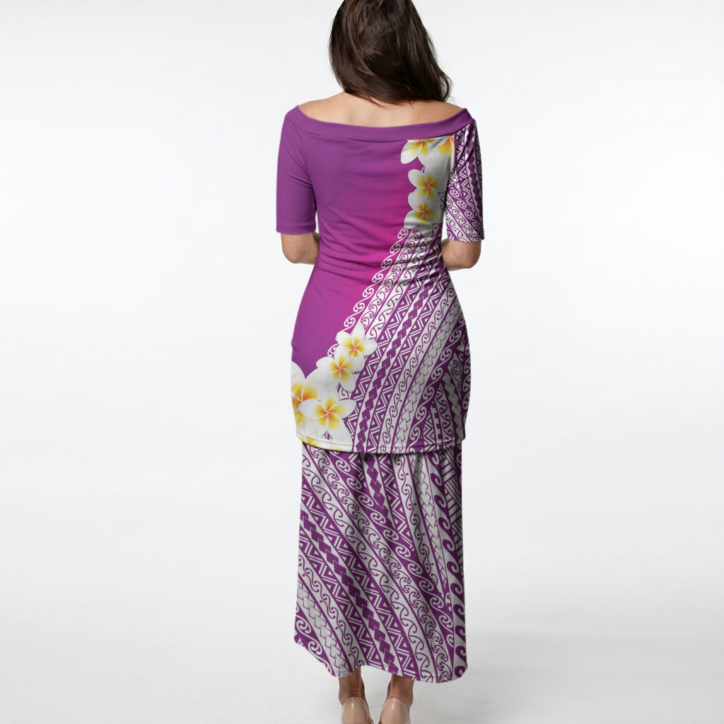 Tahiti Plumeria Tribal Pattern Puletasi Wave Style Purple LT05 - Polynesian Pride