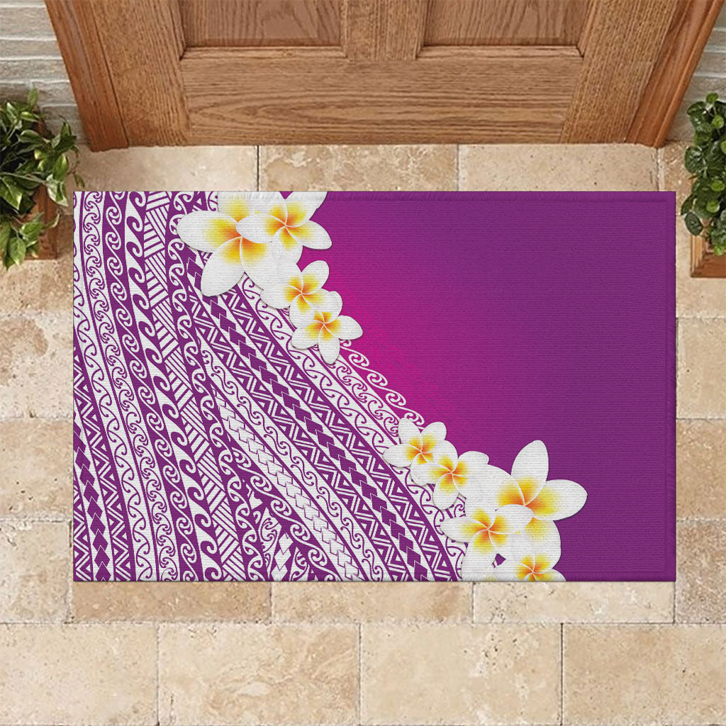 Tahiti Plumeria Tribal Pattern Rubber Doormat Wave Style Purple LT05 Purple - Polynesian Pride