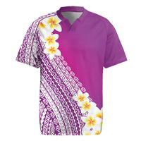 Tahiti Plumeria Tribal Pattern Rugby Jersey Wave Style Purple LT05 Purple - Polynesian Pride