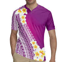 Tahiti Plumeria Tribal Pattern Rugby Jersey Wave Style Purple LT05 - Polynesian Pride