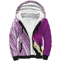 Tahiti Plumeria Tribal Pattern Sherpa Hoodie Wave Style Purple LT05 Unisex Purple - Polynesian Pride
