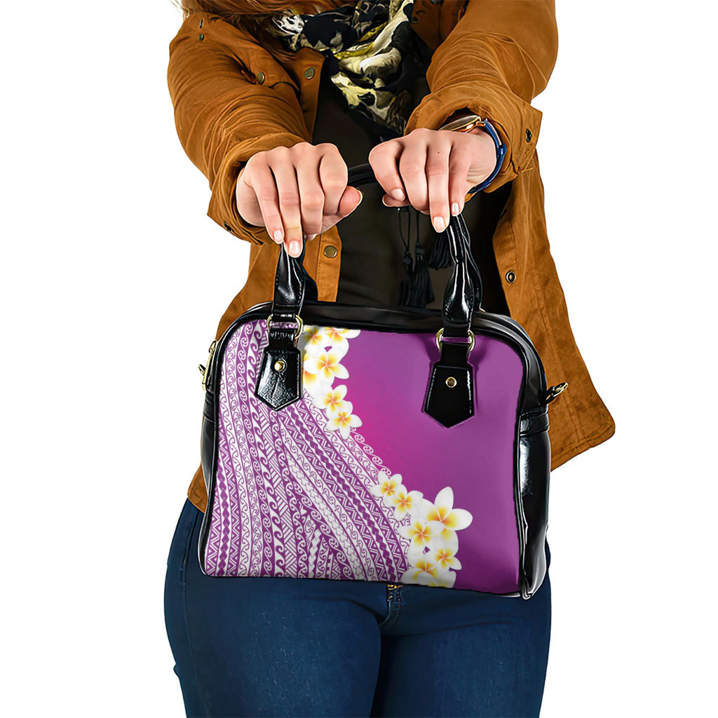 Tahiti Plumeria Tribal Pattern Shoulder Handbag Wave Style Purple LT05 One Size Purple - Polynesian Pride