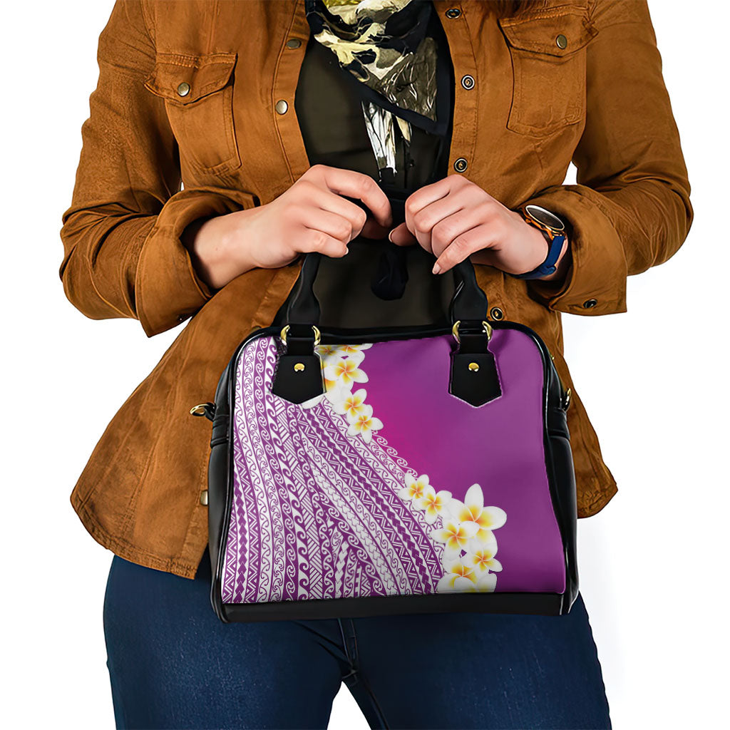 Tahiti Plumeria Tribal Pattern Shoulder Handbag Wave Style Purple LT05 - Polynesian Pride