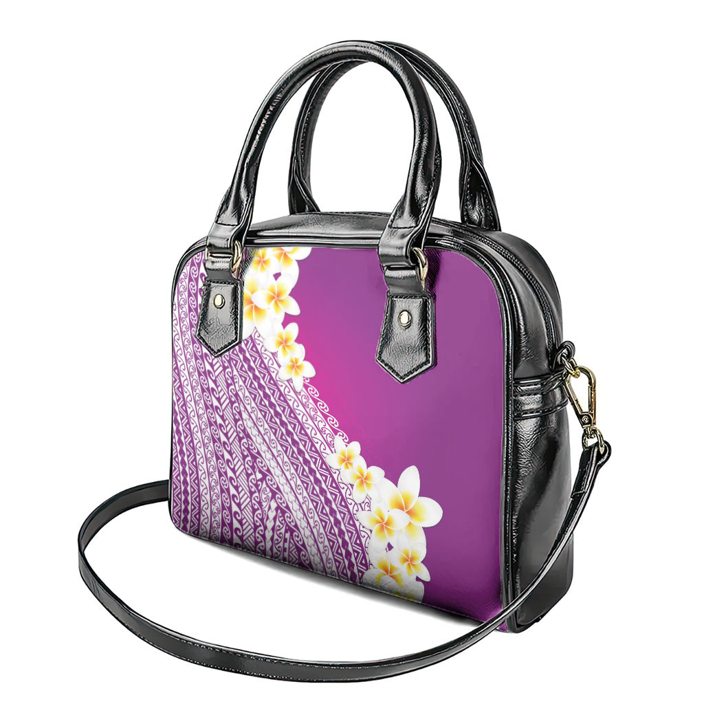 Tahiti Plumeria Tribal Pattern Shoulder Handbag Wave Style Purple LT05 - Polynesian Pride