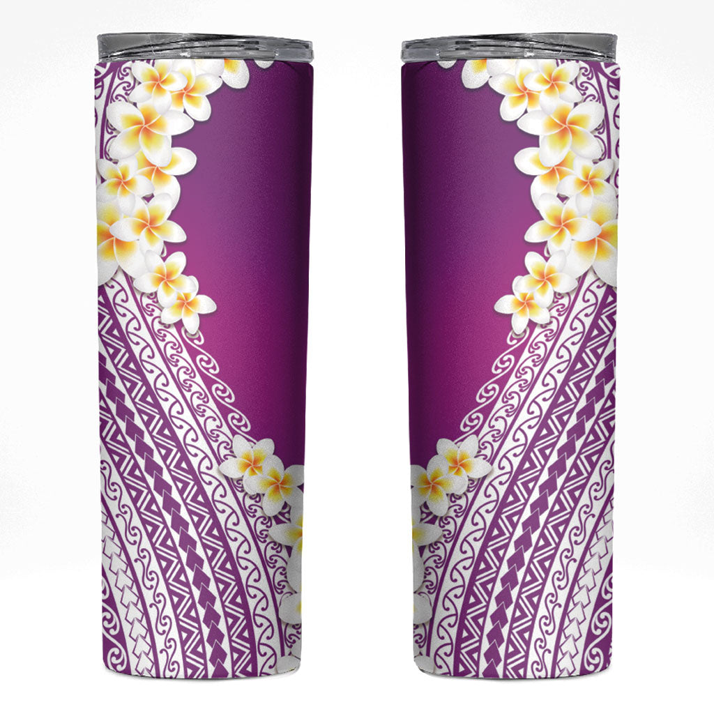 Tahiti Plumeria Tribal Pattern Skinny Tumbler Wave Style Purple LT05 Purple - Polynesian Pride