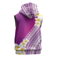 Tahiti Plumeria Tribal Pattern Sleeveless Zip Hoodie Wave Style Purple LT05 - Polynesian Pride