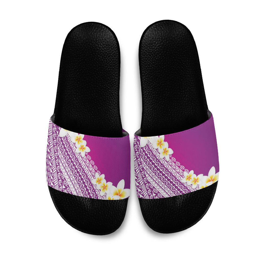 Tahiti Plumeria Tribal Pattern Slide Sandals Wave Style Purple LT05 Purple - Polynesian Pride