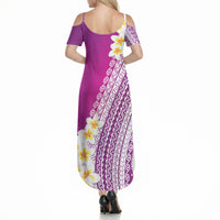 Tahiti Plumeria Tribal Pattern Summer Maxi Dress Wave Style Purple LT05 - Polynesian Pride