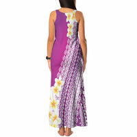 Tahiti Plumeria Tribal Pattern Tank Maxi Dress Wave Style Purple LT05 - Polynesian Pride