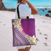 Tahiti Plumeria Tribal Pattern Tote Bag Wave Style Purple LT05 - Polynesian Pride
