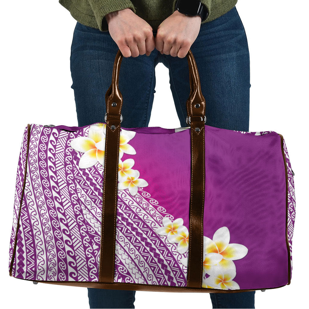 Tahiti Plumeria Tribal Pattern Travel Bag Wave Style Purple LT05 Purple - Polynesian Pride