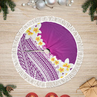 Tahiti Plumeria Tribal Pattern Tree Skirt Wave Style Purple LT05 Fringed Purple - Polynesian Pride