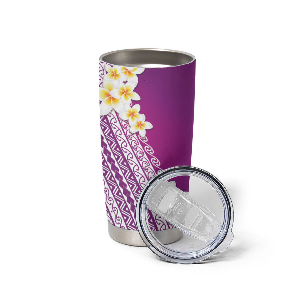 Tahiti Plumeria Tribal Pattern Tumbler Cup Wave Style Purple LT05 - Polynesian Pride