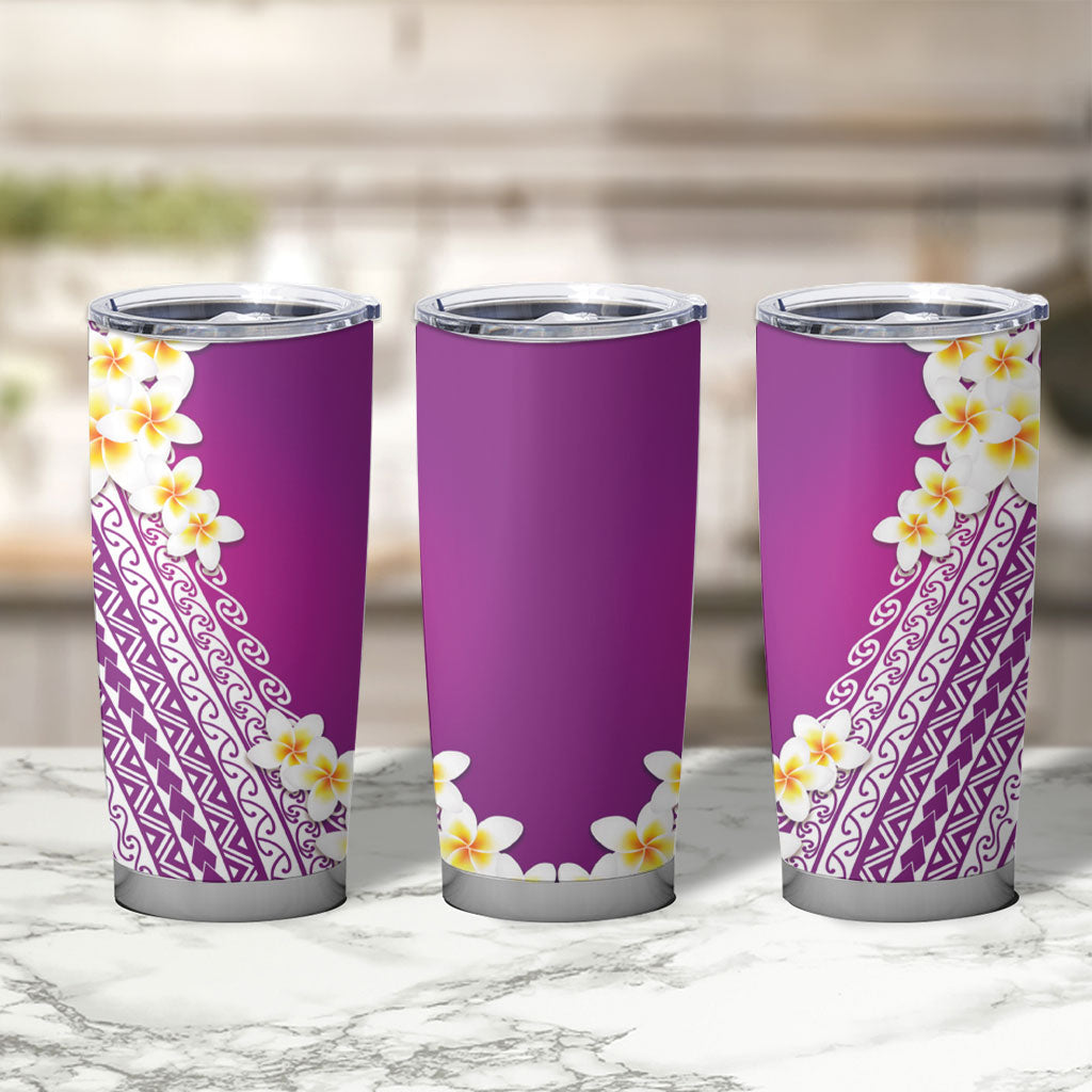 Tahiti Plumeria Tribal Pattern Tumbler Cup Wave Style Purple LT05 - Polynesian Pride