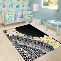 Tahiti Plumeria Tribal Pattern Area Rug Wave Style Black LT05 - Polynesian Pride
