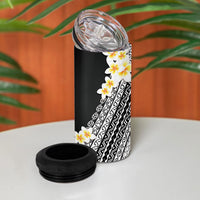 Tahiti Plumeria Tribal Pattern 4 in 1 Can Cooler Tumbler Wave Style Black LT05 - Polynesian Pride