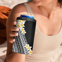 Tahiti Plumeria Tribal Pattern 4 in 1 Can Cooler Tumbler Wave Style Black LT05 - Polynesian Pride