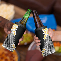 Tahiti Plumeria Tribal Pattern 4 in 1 Can Cooler Tumbler Wave Style Black LT05 - Polynesian Pride