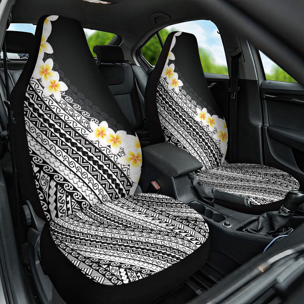 Tahiti Plumeria Tribal Pattern Car Seat Cover Wave Style Black LT05 One Size Black - Polynesian Pride