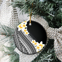 Tahiti Plumeria Tribal Pattern Ceramic Ornament Wave Style Black
