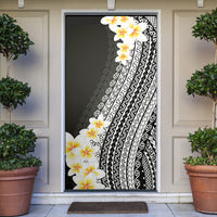 Tahiti Plumeria Tribal Pattern Door Cover Wave Style Black LT05 Black - Polynesian Pride