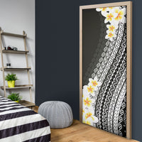 Tahiti Plumeria Tribal Pattern Door Cover Wave Style Black LT05 - Polynesian Pride
