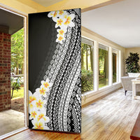 Tahiti Plumeria Tribal Pattern Door Cover Wave Style Black LT05 - Polynesian Pride