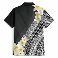 Tahiti Plumeria Tribal Pattern Hawaiian Shirt Wave Style Black LT05 - Polynesian Pride