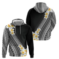 Tahiti Plumeria Tribal Pattern Hoodie Wave Style Black LT05 - Polynesian Pride