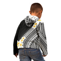 Tahiti Plumeria Tribal Pattern Kid Hoodie Wave Style Black LT05 - Polynesian Pride