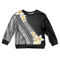 Tahiti Plumeria Tribal Pattern Kid Ugly Christmas Sweater Wave Style Black